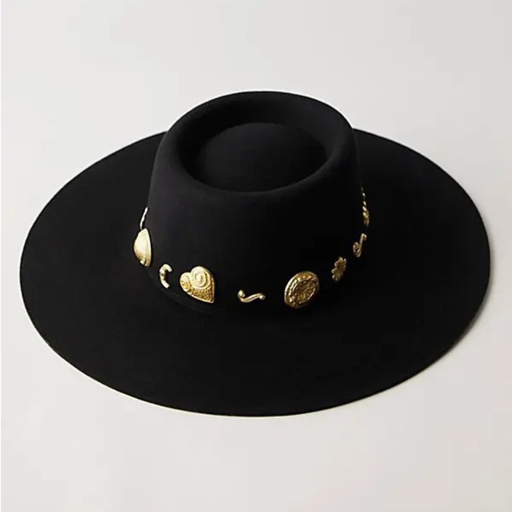 Lack of Color Cosmic Heart Boater Hat Black Small NWT Celestial Festival Boho - Picture 2 of 10